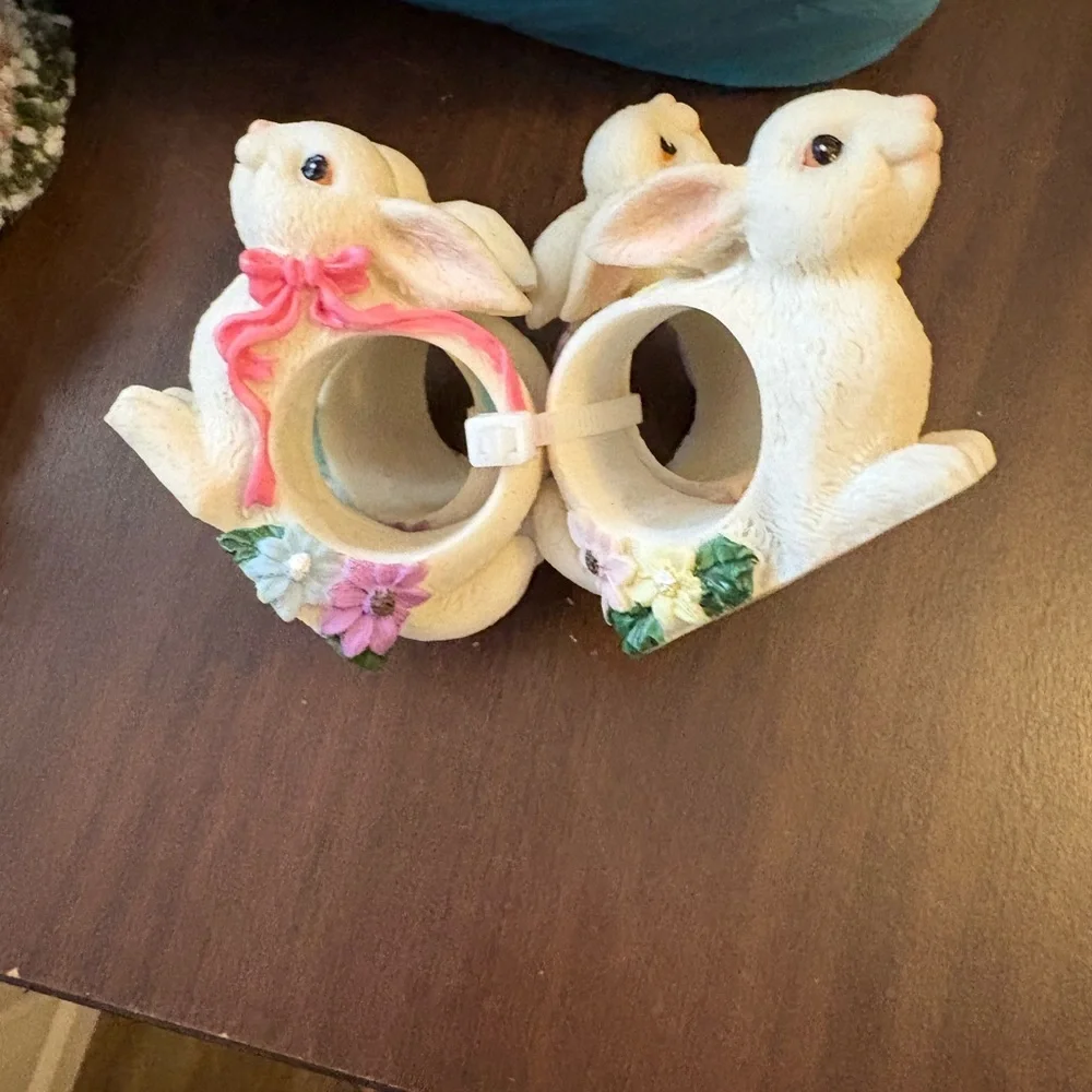 Angel napkin rings and Decorative White and purple Bunnies Napkin Rings